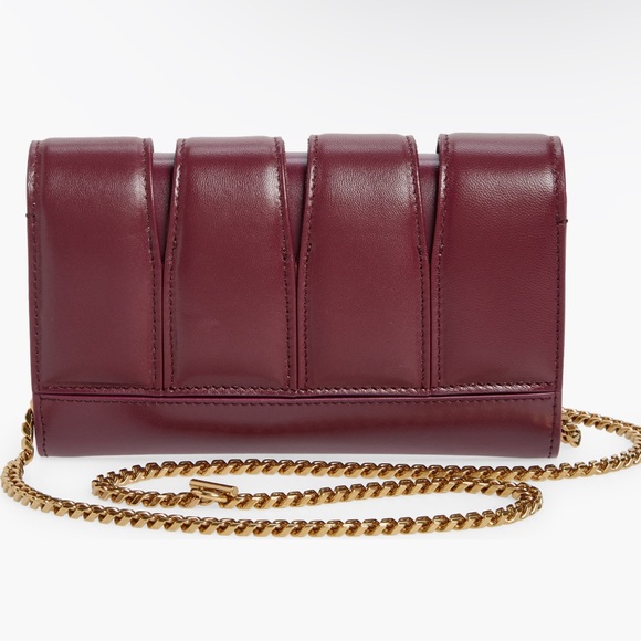 Alexander McQueen Slash Cutout Knuckle Leather Clutch Burgundy - Picture 2 of 6